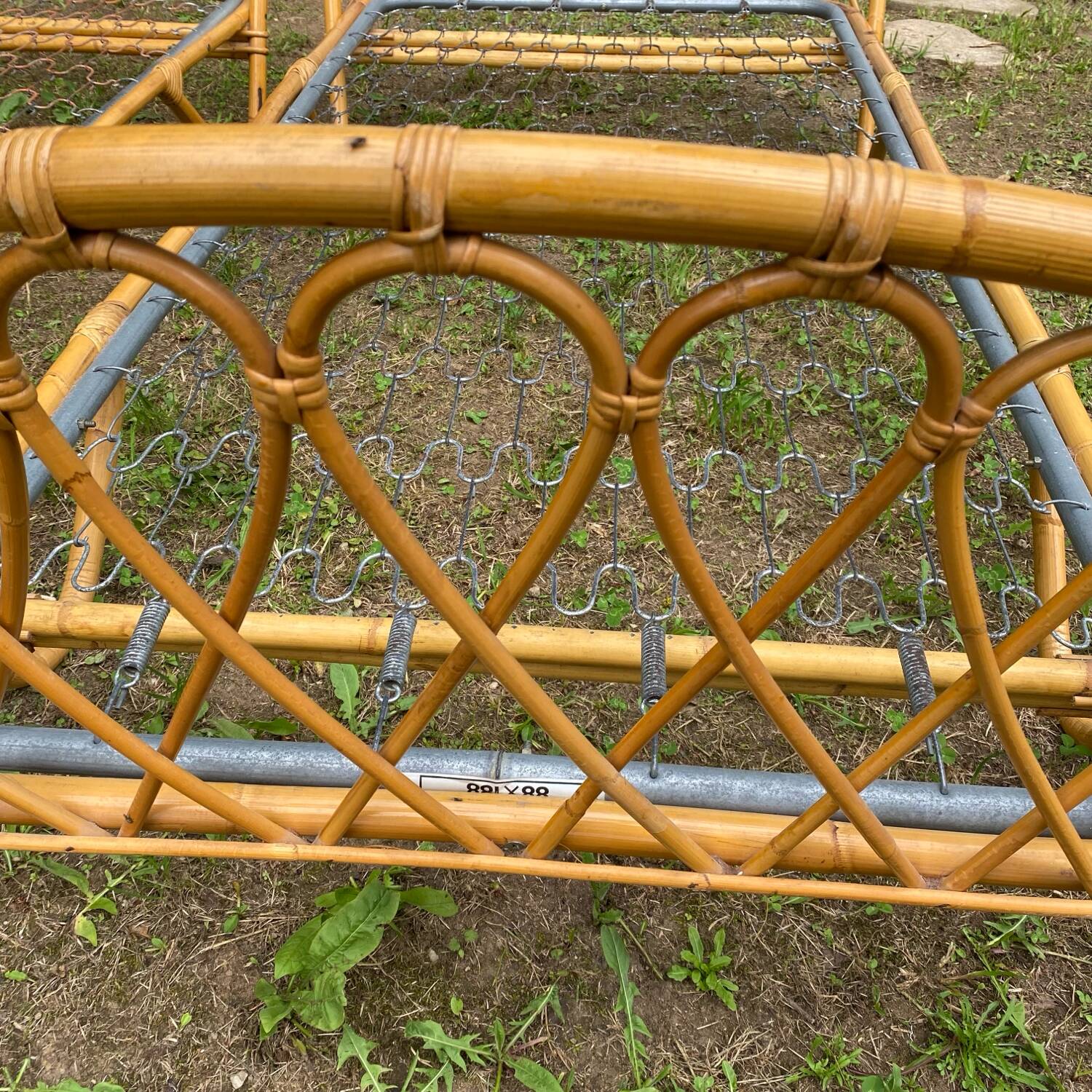 Pair of single rattan beds, 1960s