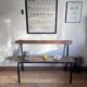 Vintage school bench with backrest