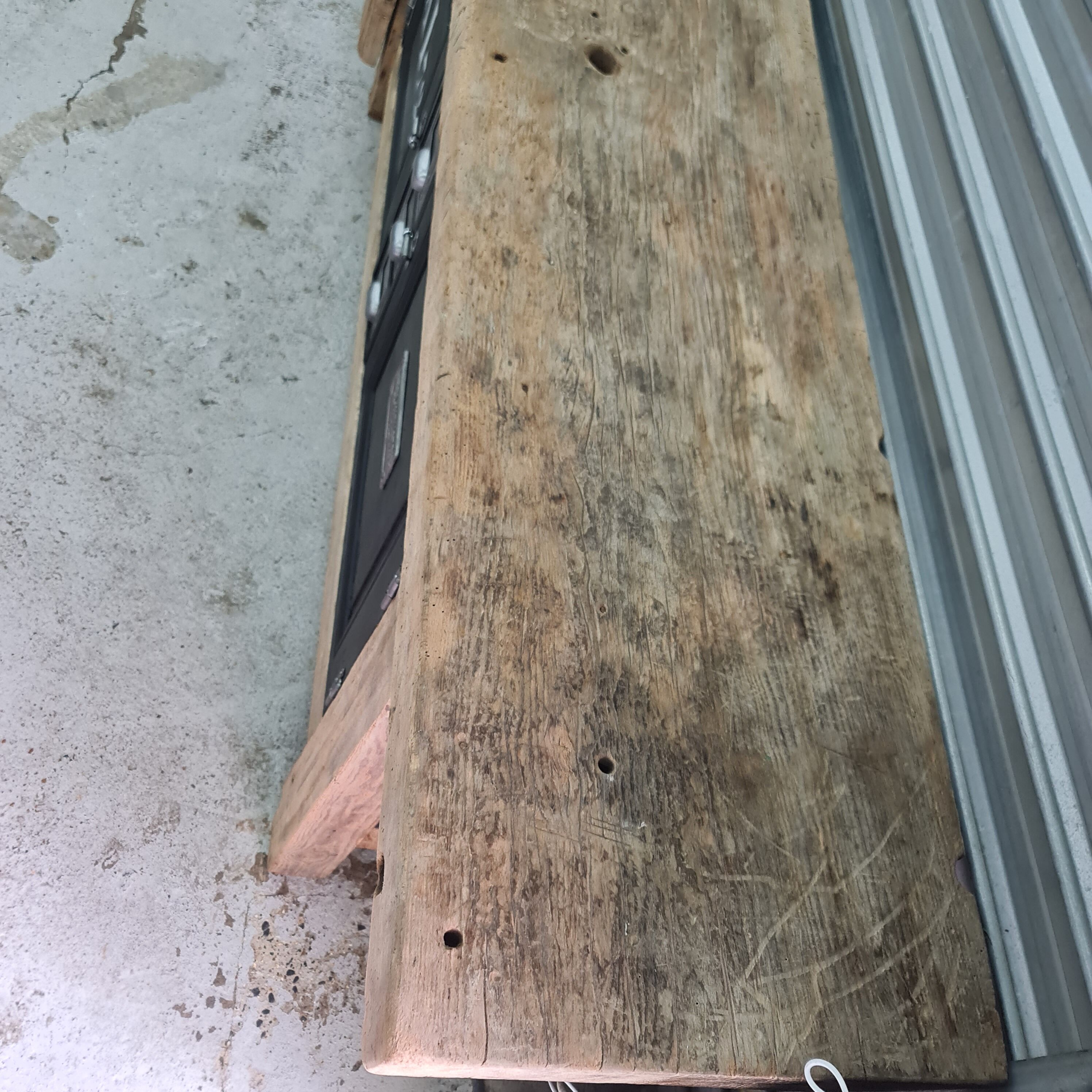 Old oak carpenter's workbench industrial furniture