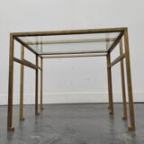 Tables basses gigognes Roger Thibier dorées 1960