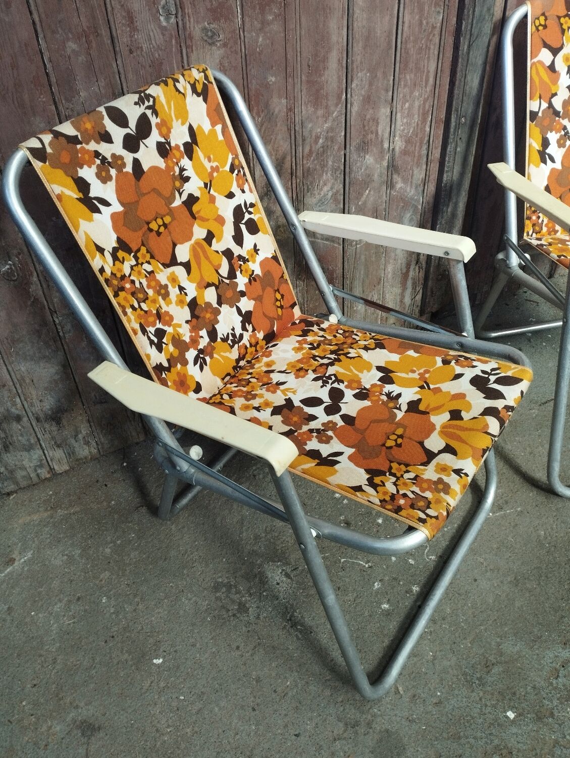 Pair of vintage folding camping chairs