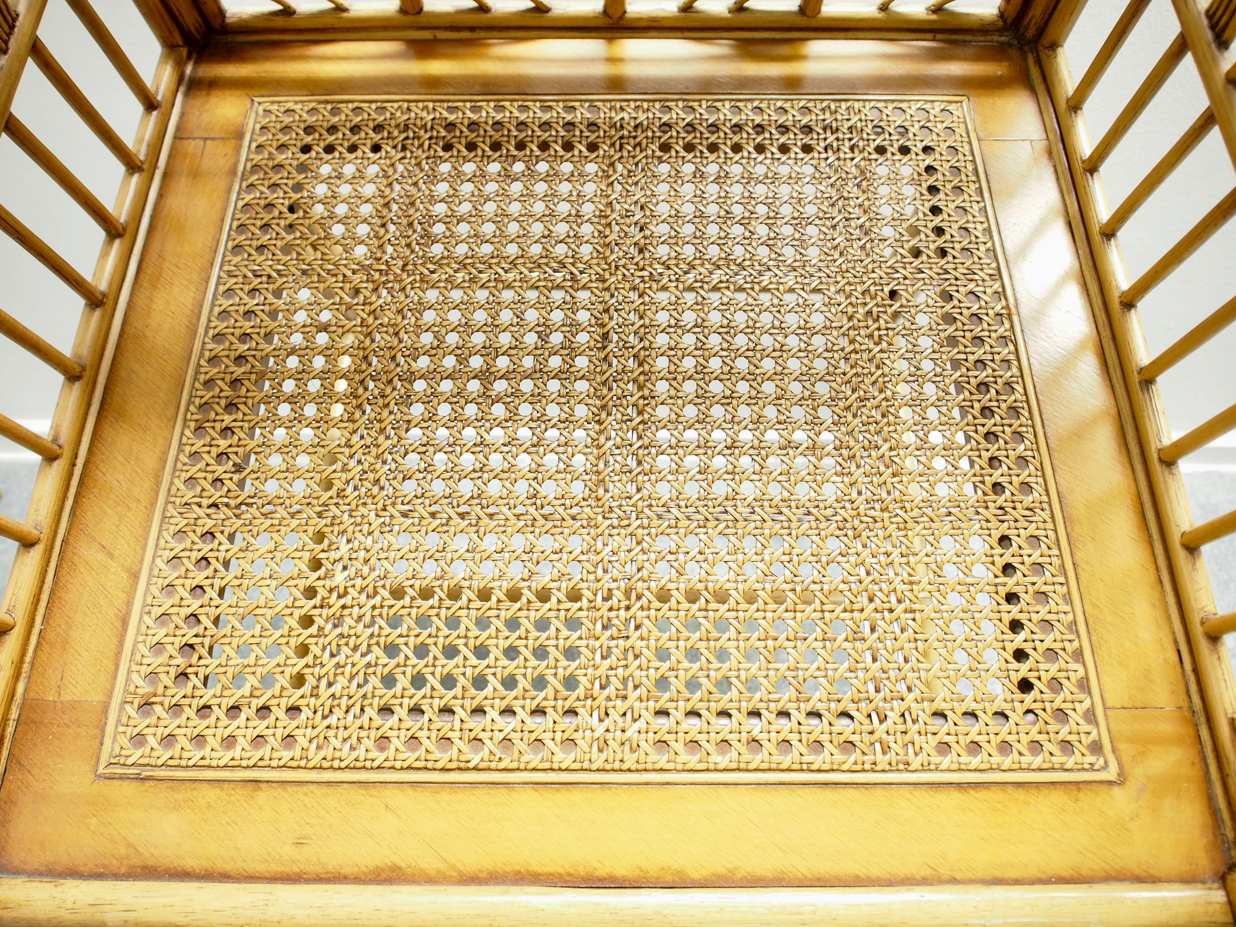 Set of 4 vintage oriental rattan chairs