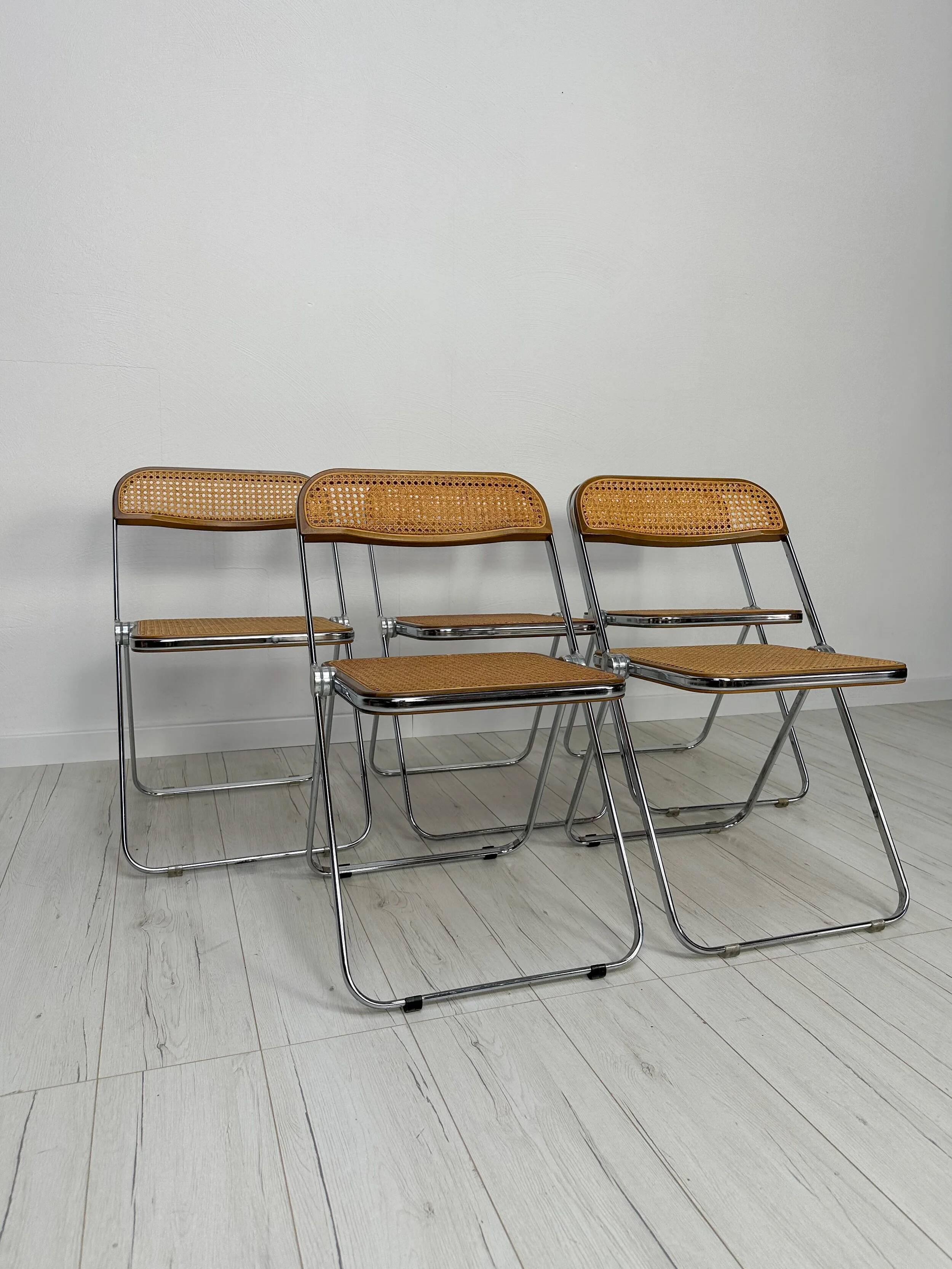 60s Vintage Plia Cane Folding Chair by Giancarlo Piretti - Anonima Castelli