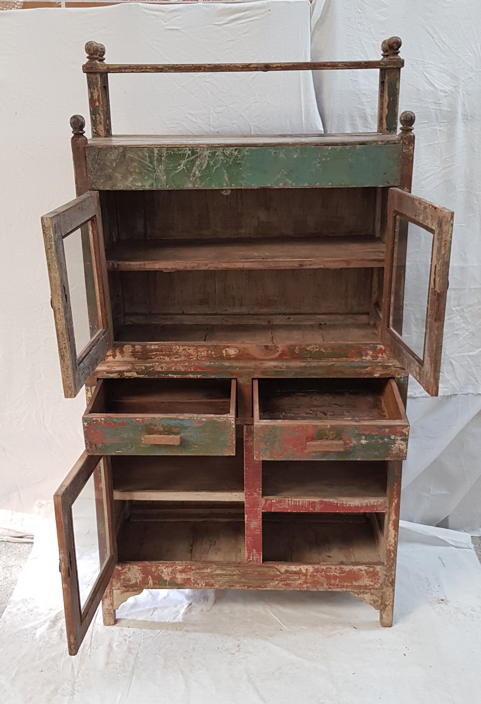 Old glazed vaisselier in Burmese teak