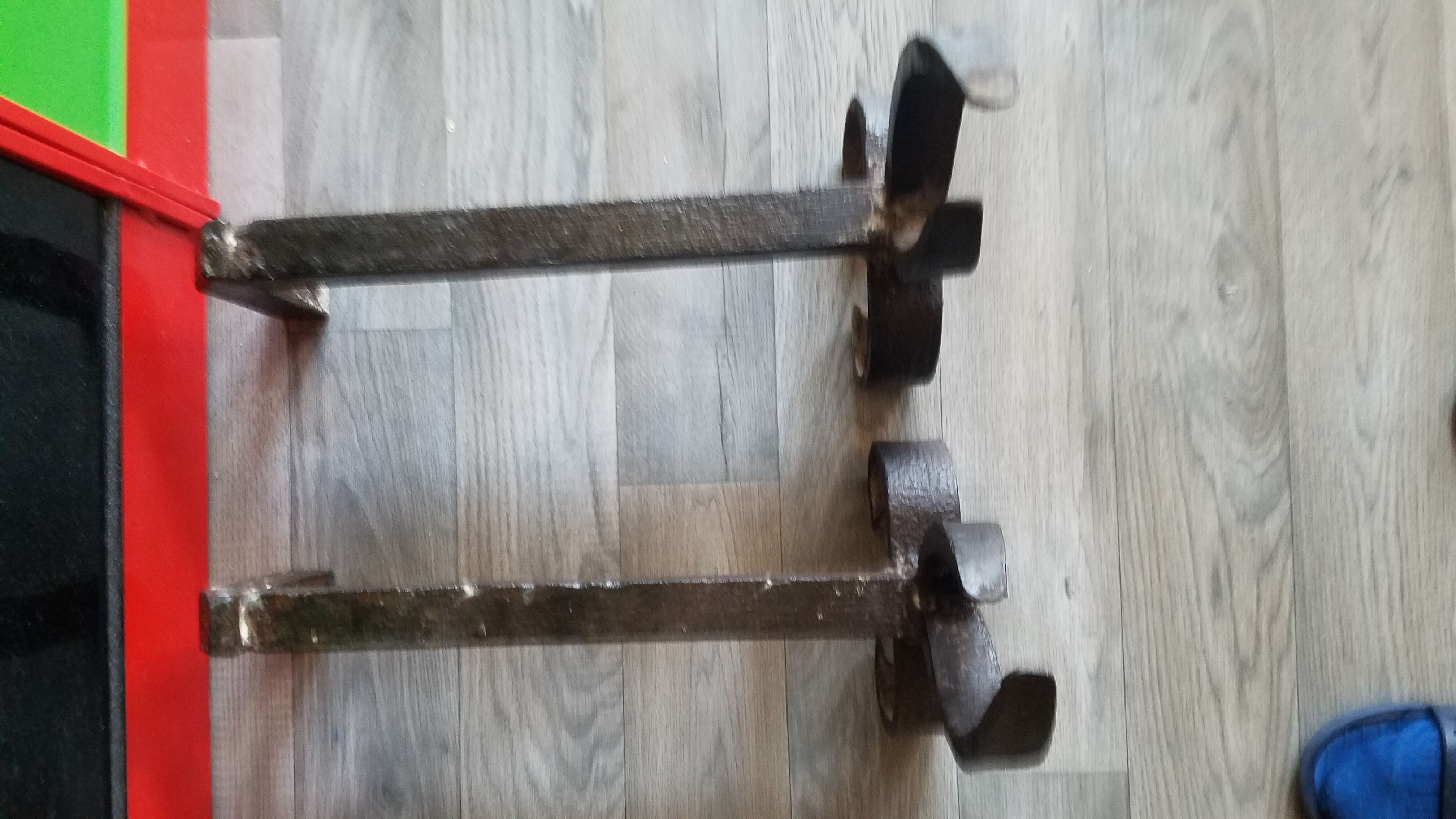 Pair of old wrought iron chenets