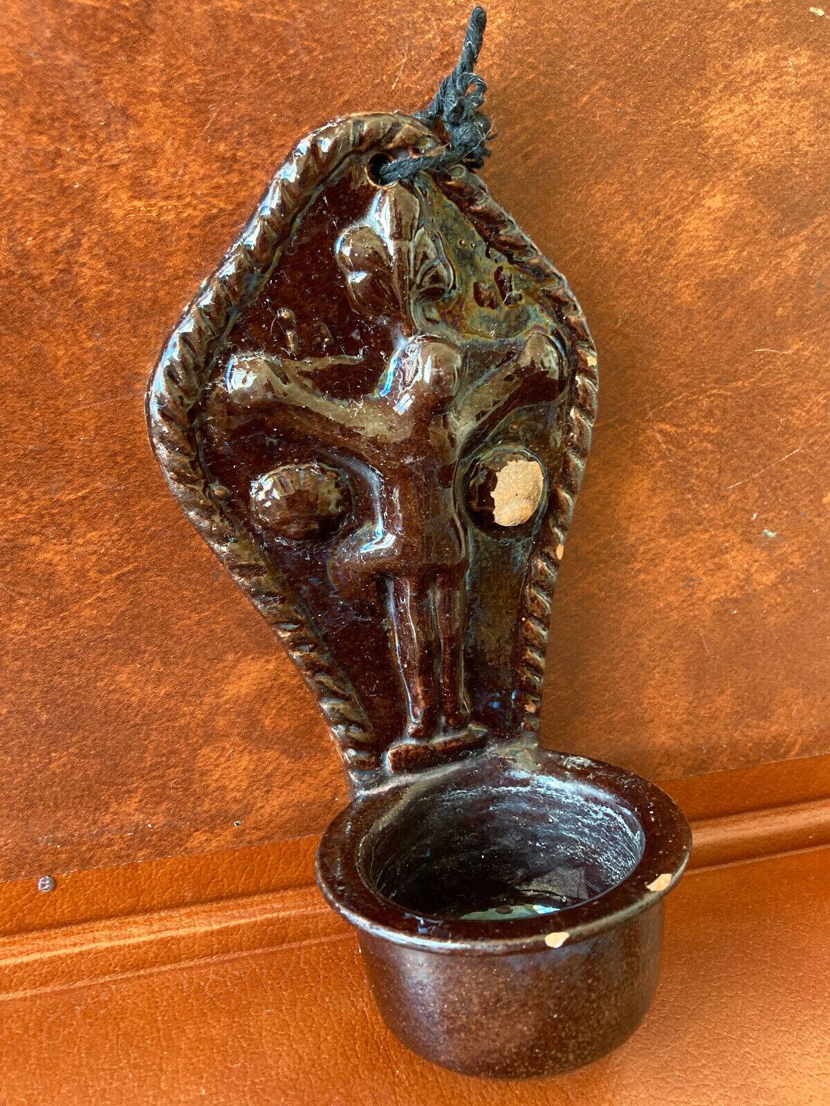 Antique holy water font - 19th century - Glazed terracotta