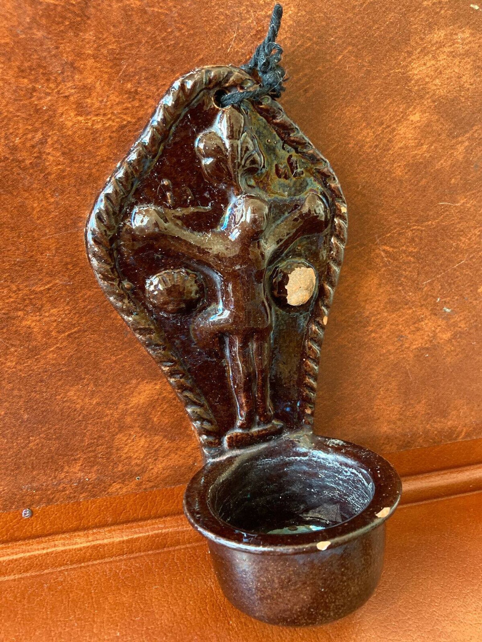 Antique holy water font - 19th century - Glazed terracotta