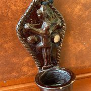 Antique holy water font - 19th century - Glazed terracotta