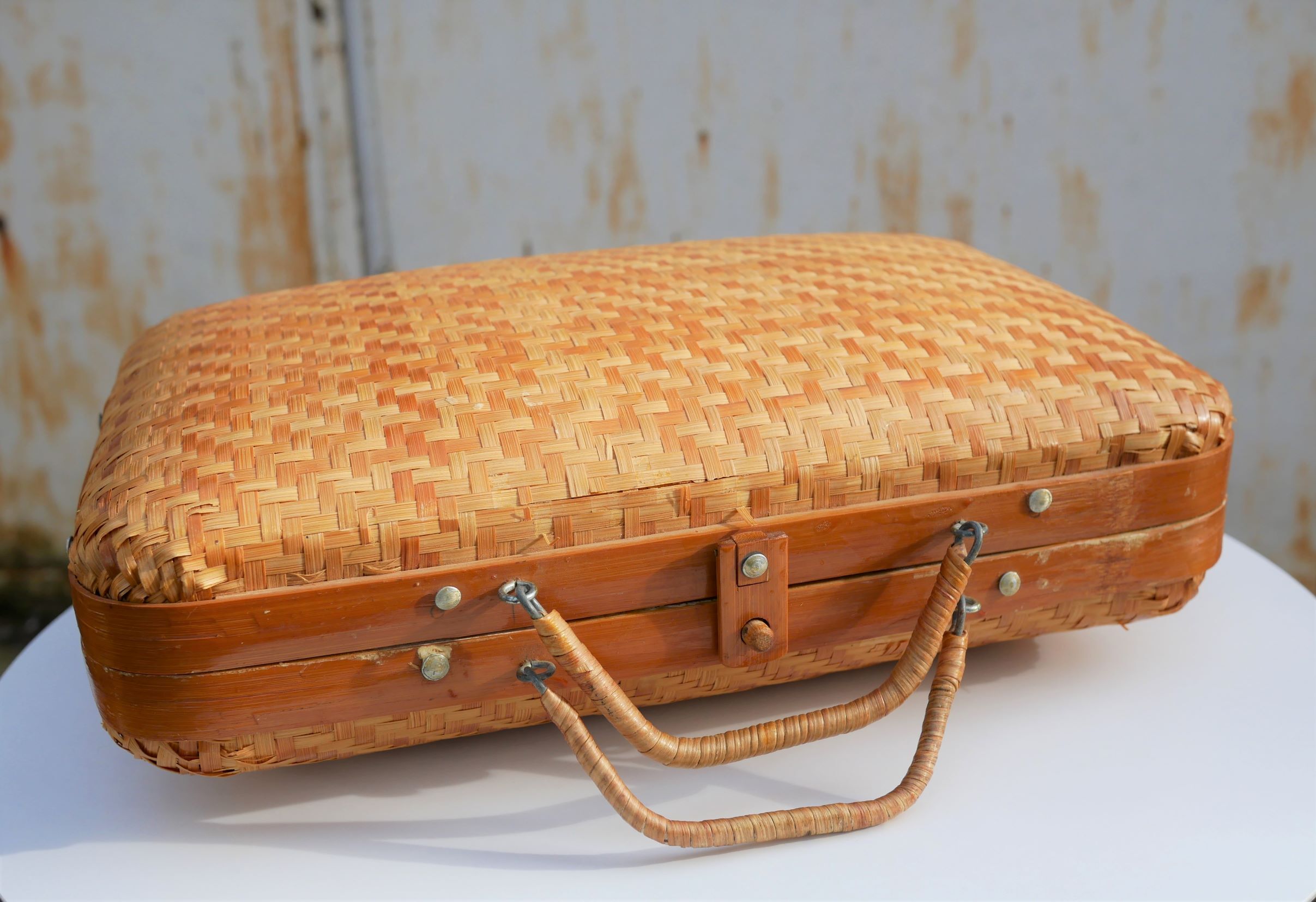 Suitcase vintage wicker