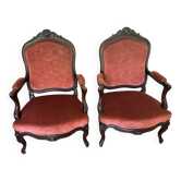 Pair of 2 Cabriolet Armchairs in Louis XV style
