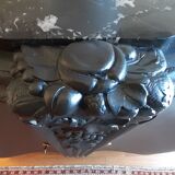 Buffet art deco noir acier dessus marbre ou commode 2 portes