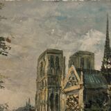 Oil on canvas representing Notre-Dame de Paris post-impressionist