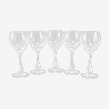 5 verres à vin en cristal taillé main atelier du cristal à baccarat