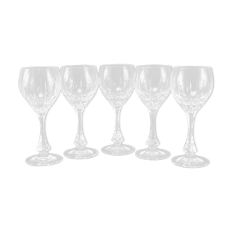 5 verres à vin en cristal taillé main atelier du cristal à baccarat
