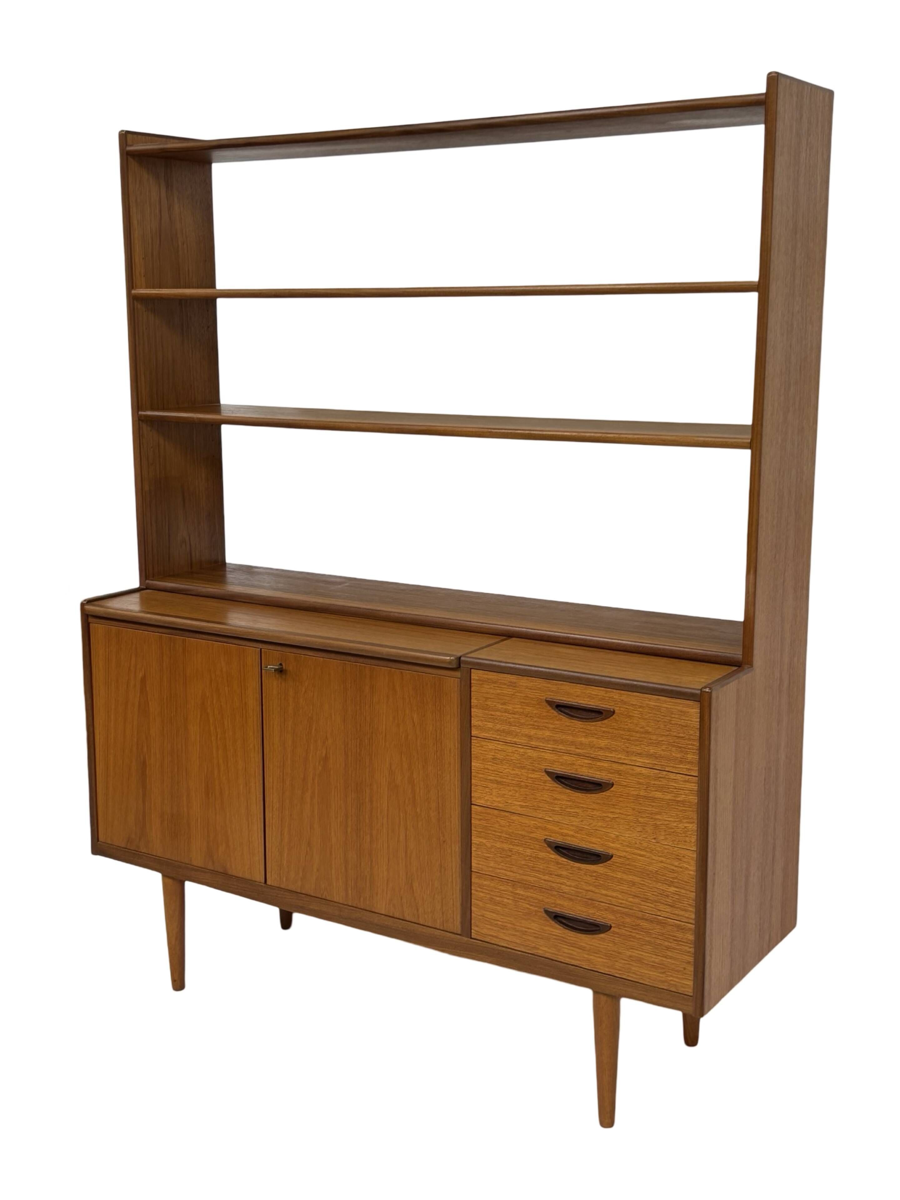 Vintage teak wall cabinet bookcase workplace Danish Design 60's
