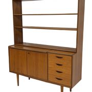 Armoire murale vintage en teck, bibliothèque, bureau, design danois, années 60