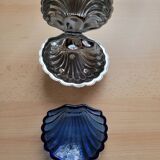 Silver-plated metal shell butter dish