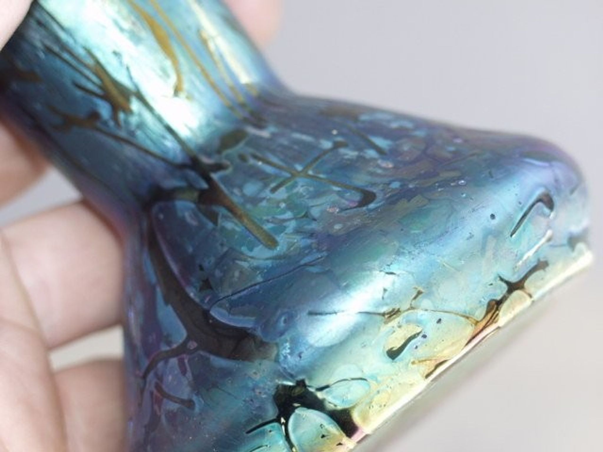 Vase in iridescent Glass Art new of PEACKOCK