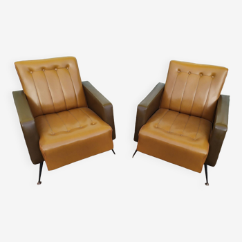 set of 2 armchairs in Vintage Brown Skai