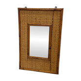 Vintage Rectangular Rattan Mirror, 1970s