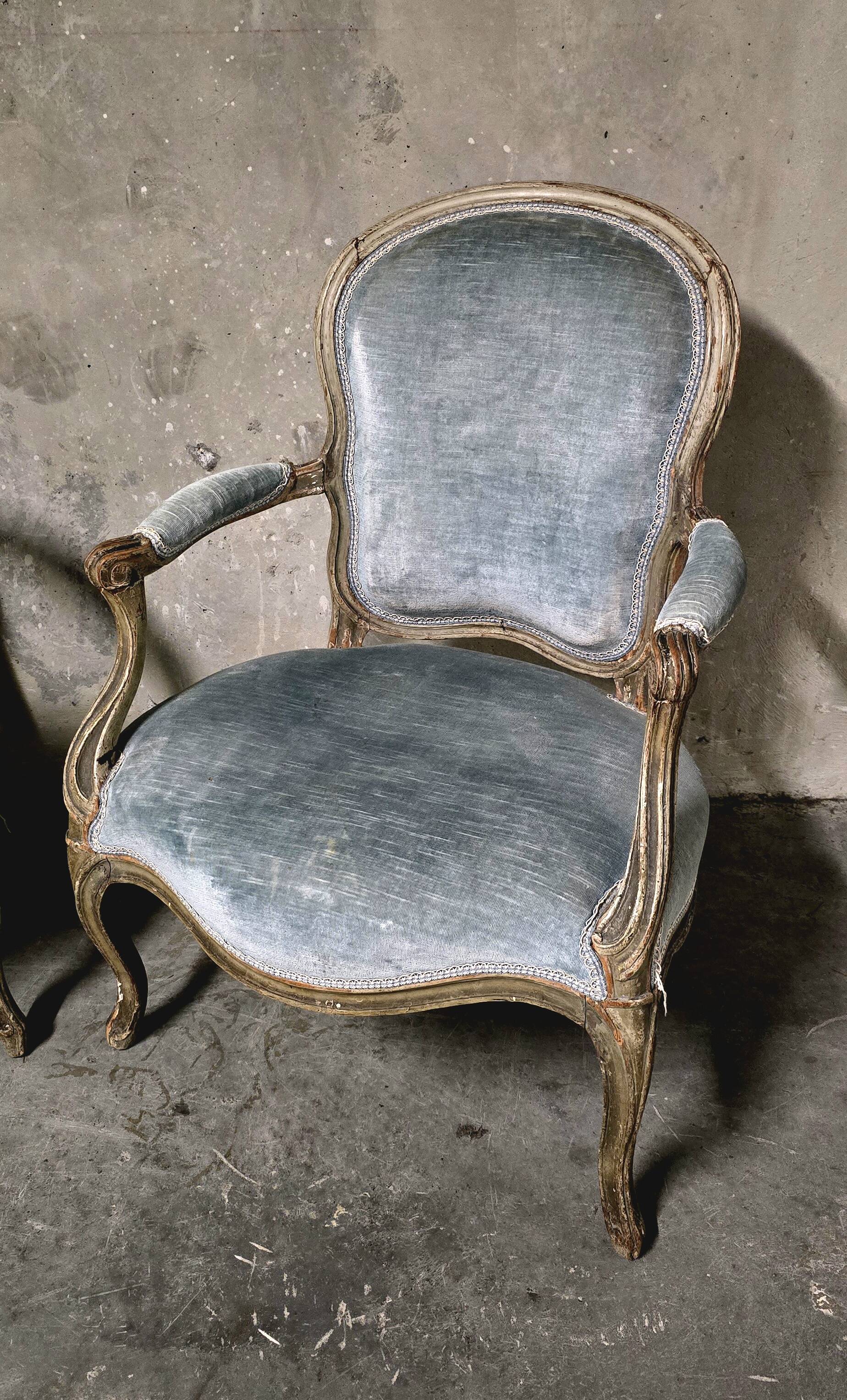 Pair of Louis XV cabriolet armchairs, 18th century
