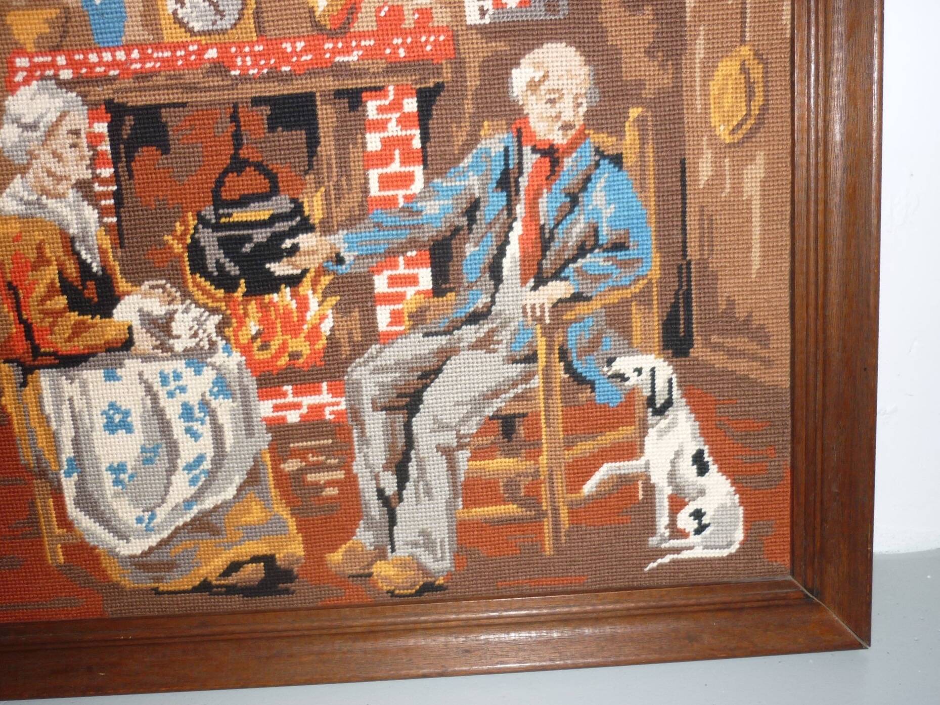 Canevas encadré « Couple auprès du feu » vintage
