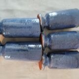 Set of 5 blue mazagrans in glazed stoneware