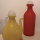 Stunning Duo of Mid-Century Frosted Satin Glass Carafes & Decanters