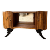 Buffet vintage Art Déco Isidore bois massif 2 portes et miroir
