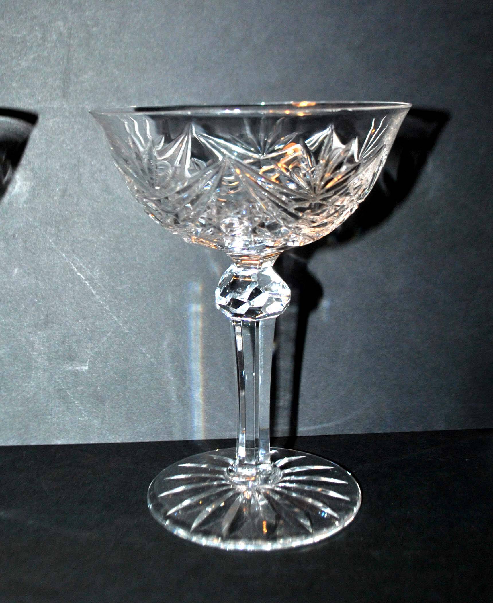 Set of 6 vintage champagne glasses in cut crystal SAINT-LOUIS? LEMBERG?