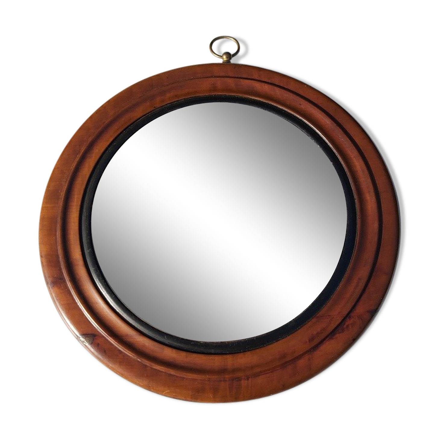 Old wooden round mirror