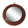 Ancien miroir rond en bois