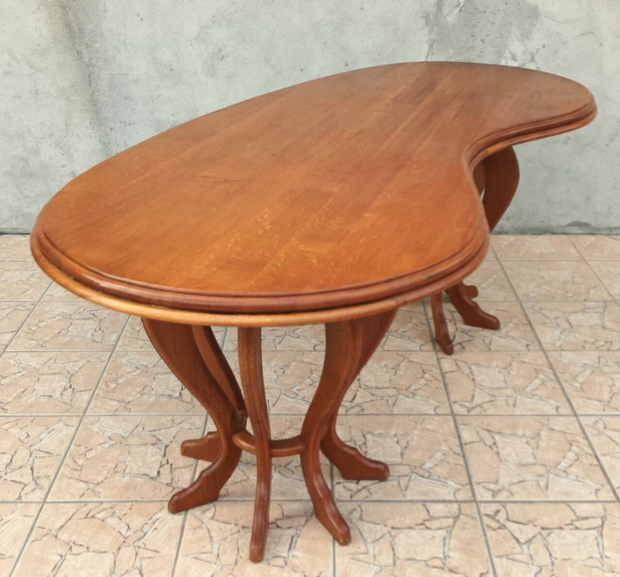 Brutalist table in solid oak