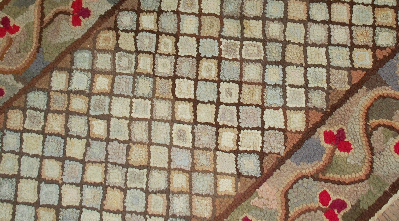 Old American Carpet Hooked handmade 88cm x 210cm 1880s, 1B509