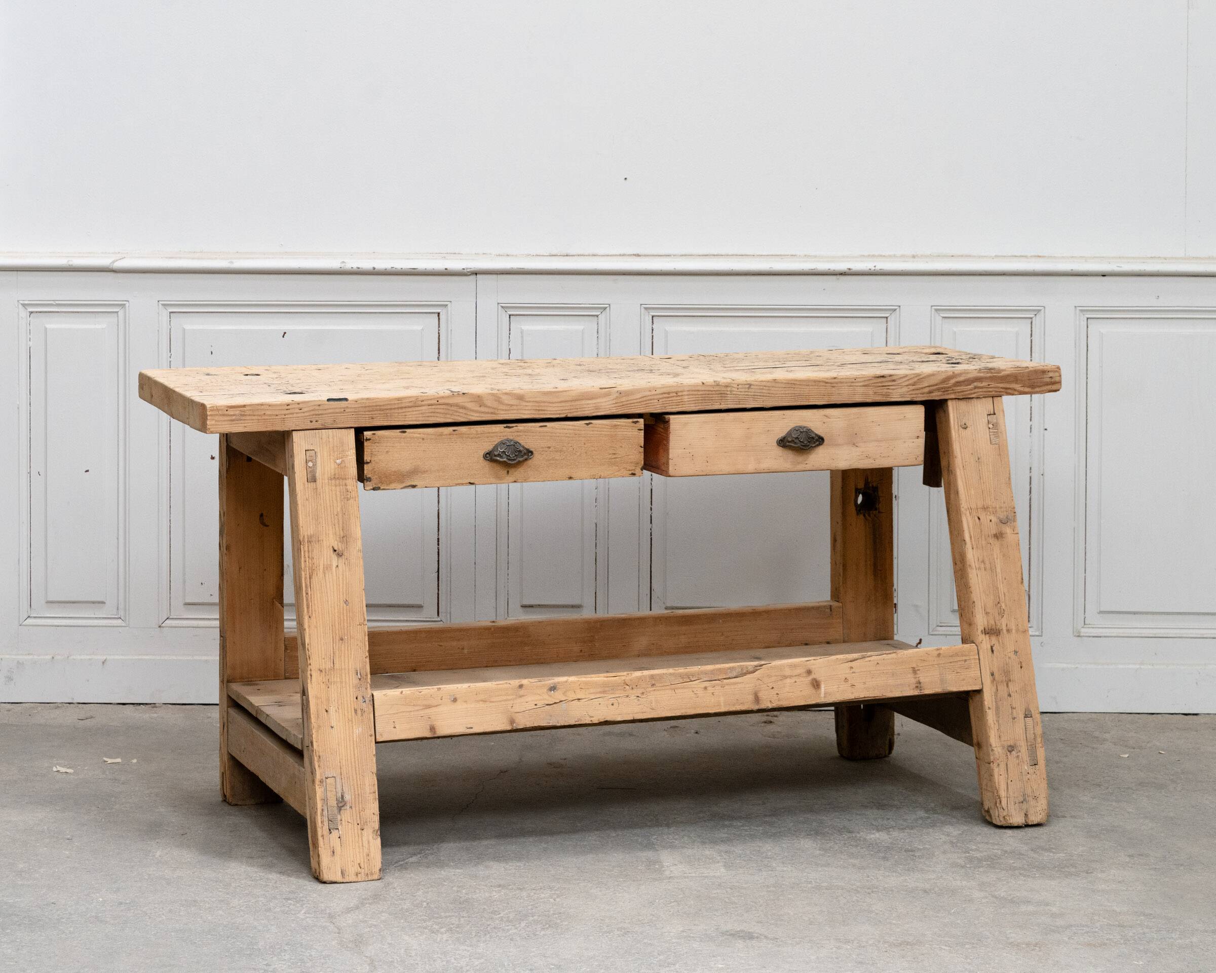 Old pine workbench completely stripped, 1940