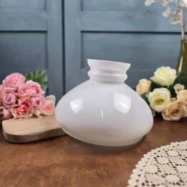 Large vintage white opal glass globe – Retro pendant lampshade