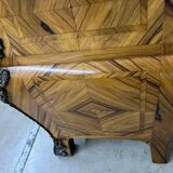 Louis XV style tomb chest of drawers in marquetry and marble