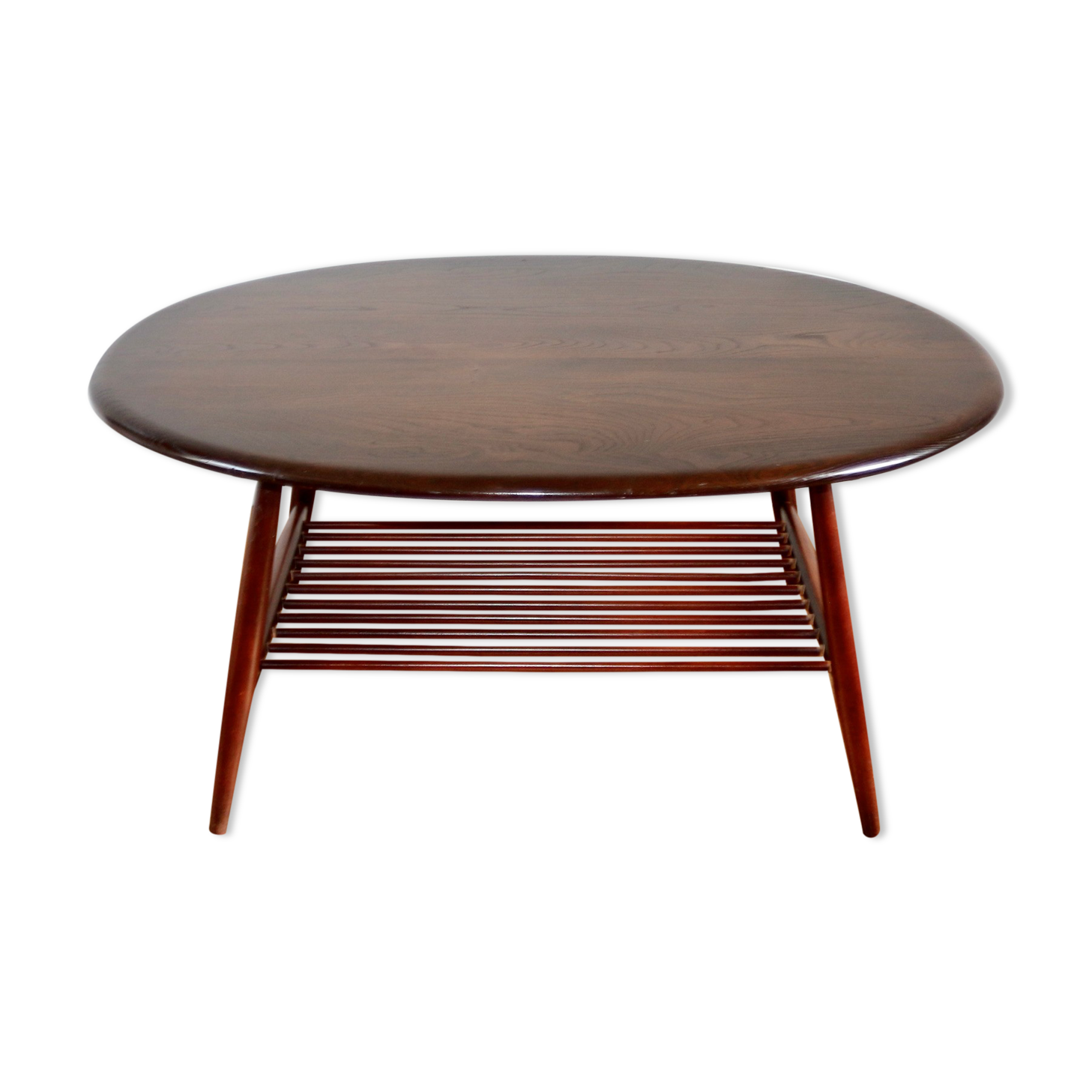 Vintage oval Scandinavian coffee table Ercol 1960