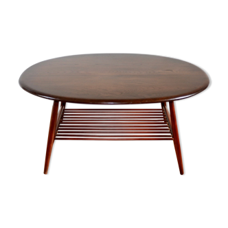 Vintage oval Scandinavian coffee table Ercol 1960