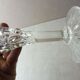 Pair of old carved engraved crystal candlesticks, Sirius style, Saint Louis
