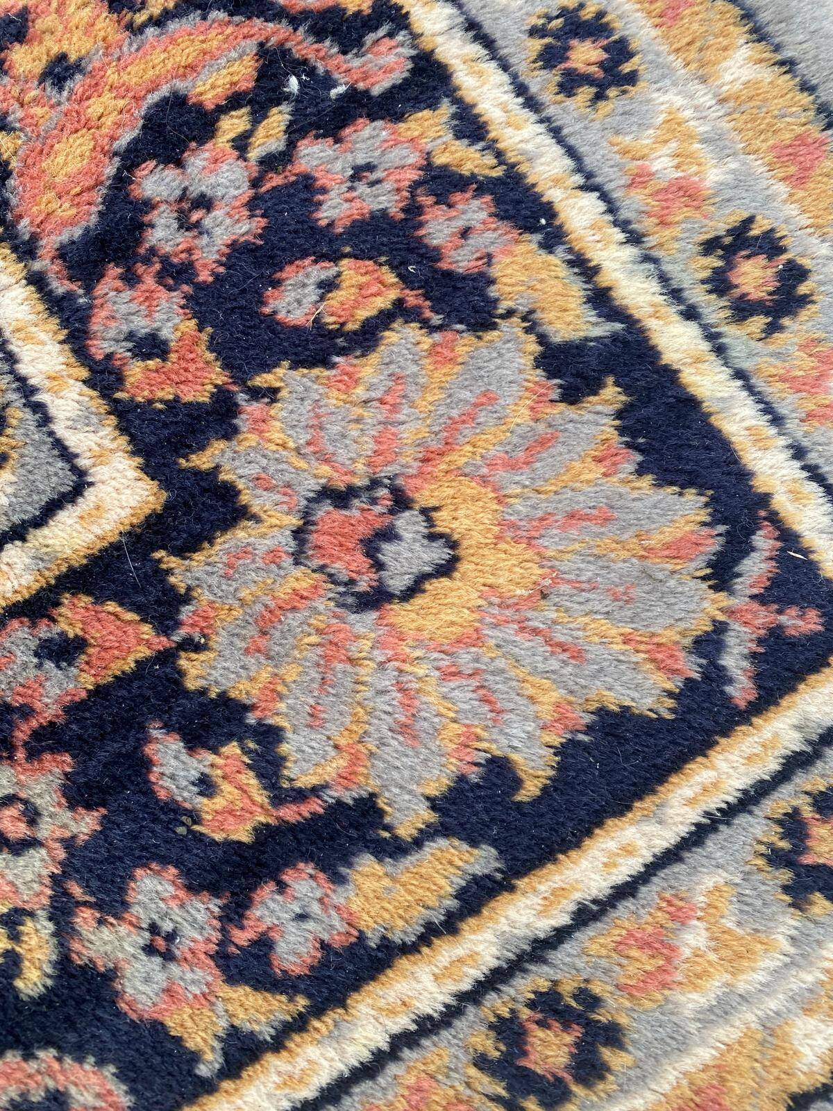 Beige and blue wool Persian rug with a velvet effect, 170x240cm.