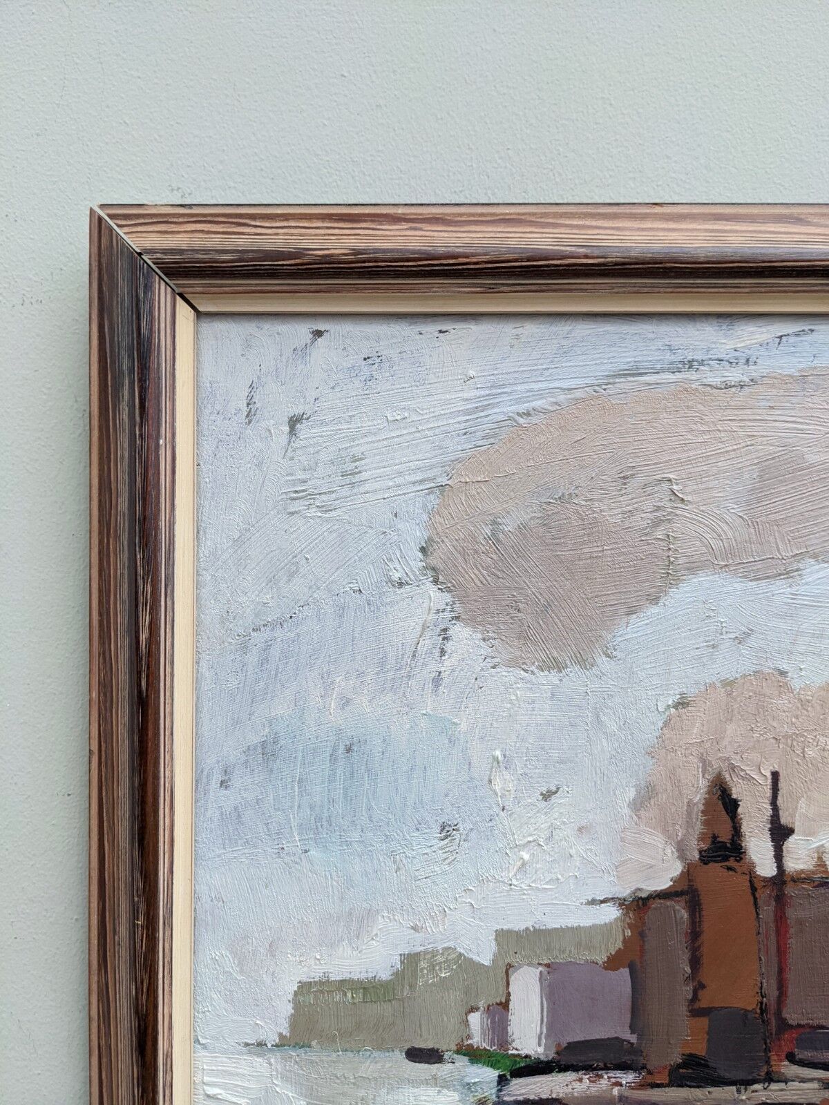 Mid-Century Modern "Out at Sea" Swedish Vintage Coastal Landscape Oil Painting, Framed