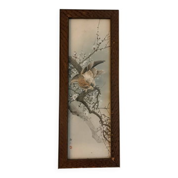Japanese Sumi-e Painting Eagle Plum Blossom Japan Kakemono Kacho-ga