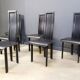 Set of 6 post modern black leather dining chairs, 1980s