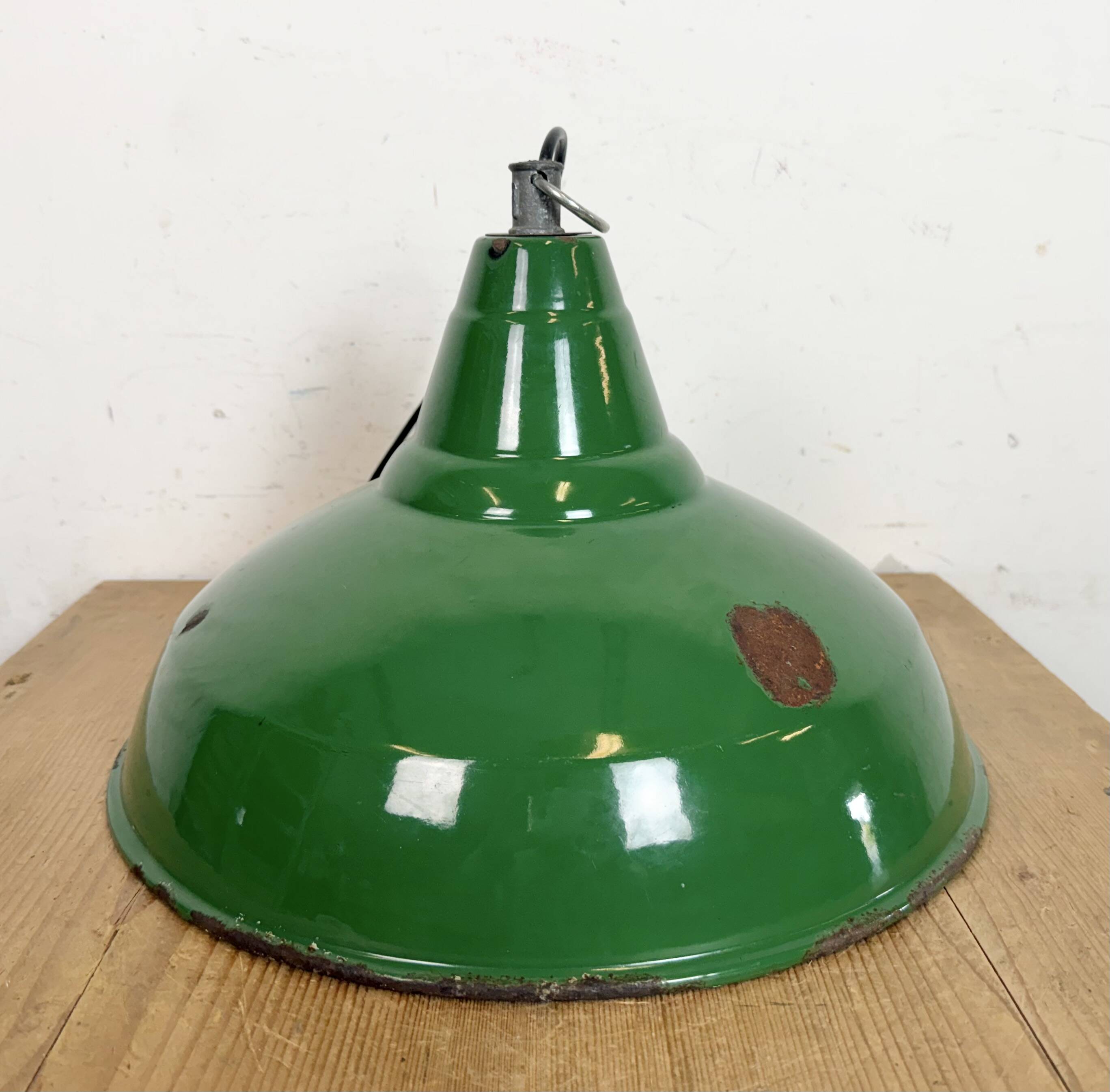 Industrial British Green Enamel Factory Pendant Lamp, 1960s