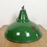 Industrial British Green Enamel Factory Pendant Lamp, 1960s