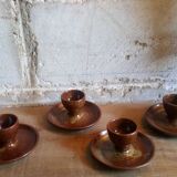 Four pyrite stoneware shells
