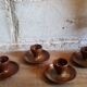 Four pyrite stoneware shells