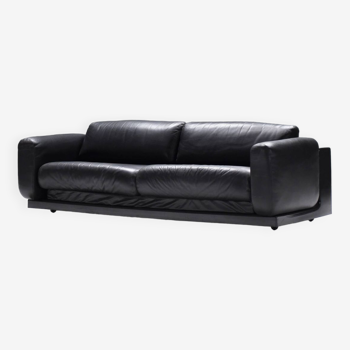 Rare canapé lounge vintage Gradual en cuir noir par Cini Boeri pour Knoll