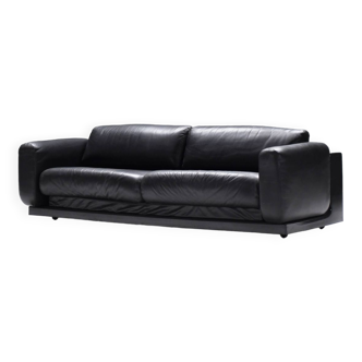 Rare canapé lounge vintage Gradual en cuir noir par Cini Boeri pour Knoll